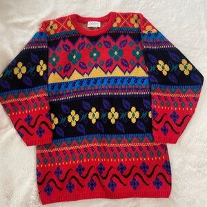 Colorful Patterned Women's Sweater vintage 80s/90s winter style